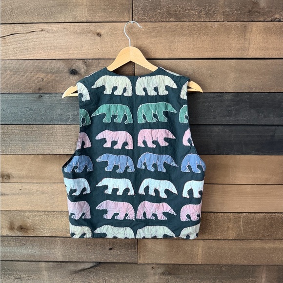 Vintage Quilted Bear Vest Soho Compagnie Medium Folk Layered Novelty Print - Picture 12 of 15